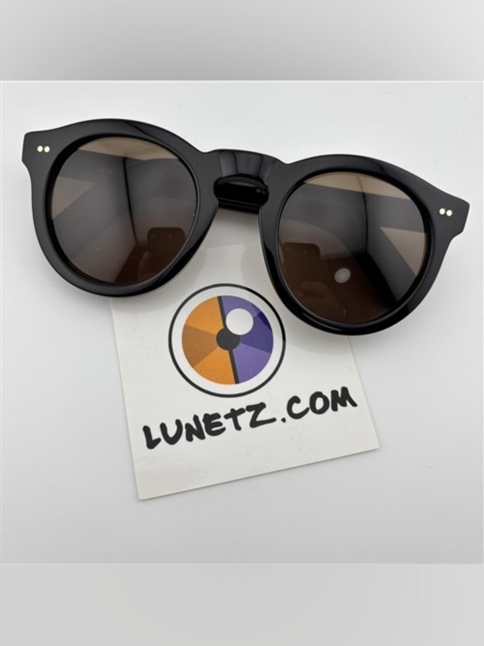 Cutler & Gross 734 Men's Black Round Sunglasses with Brown Lenses